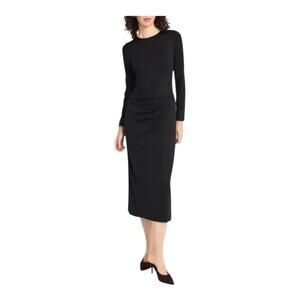 Luxely long sleeve midi draped dress black size 6